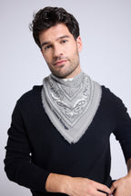 Arizona Unisex 54*54 Cashmere Bandana Scarf - Grey White and Black