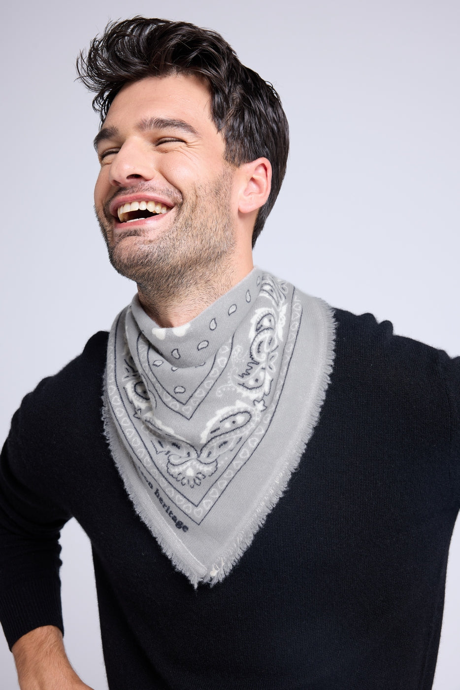 Arizona Unisex 54*54 Cashmere Bandana Scarf - Grey White and Black