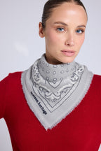 Arizona Unisex 54*54 Cashmere Bandana Scarf - Grey White and Black