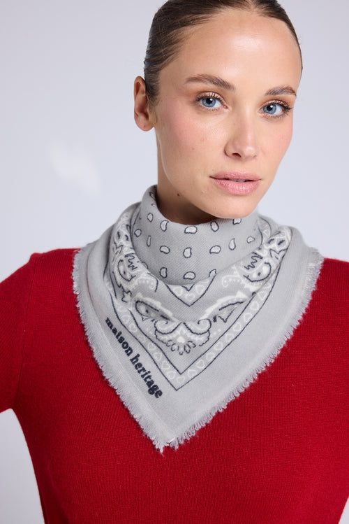 Echarpe Bandana Unisexe 54*54 Arizona - Gris Blanc Et Noir