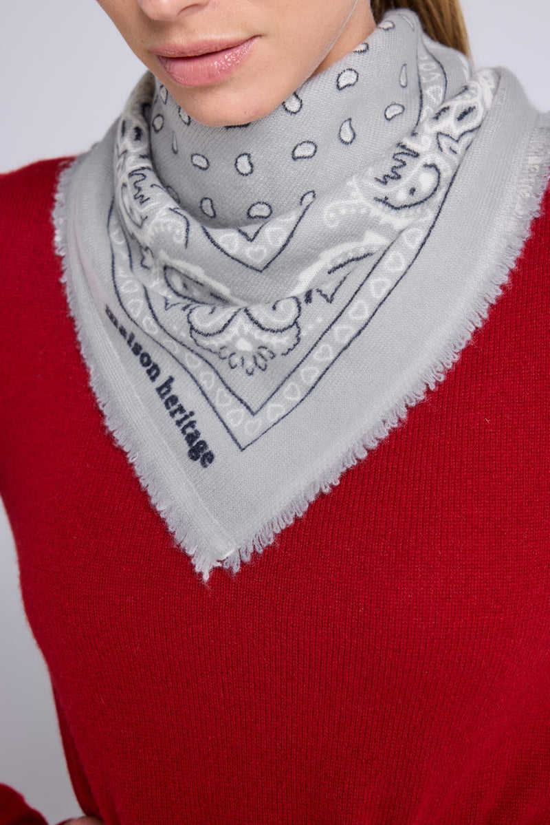 Echarpe Bandana Unisexe 54*54 Arizona - Gris Blanc Et Noir