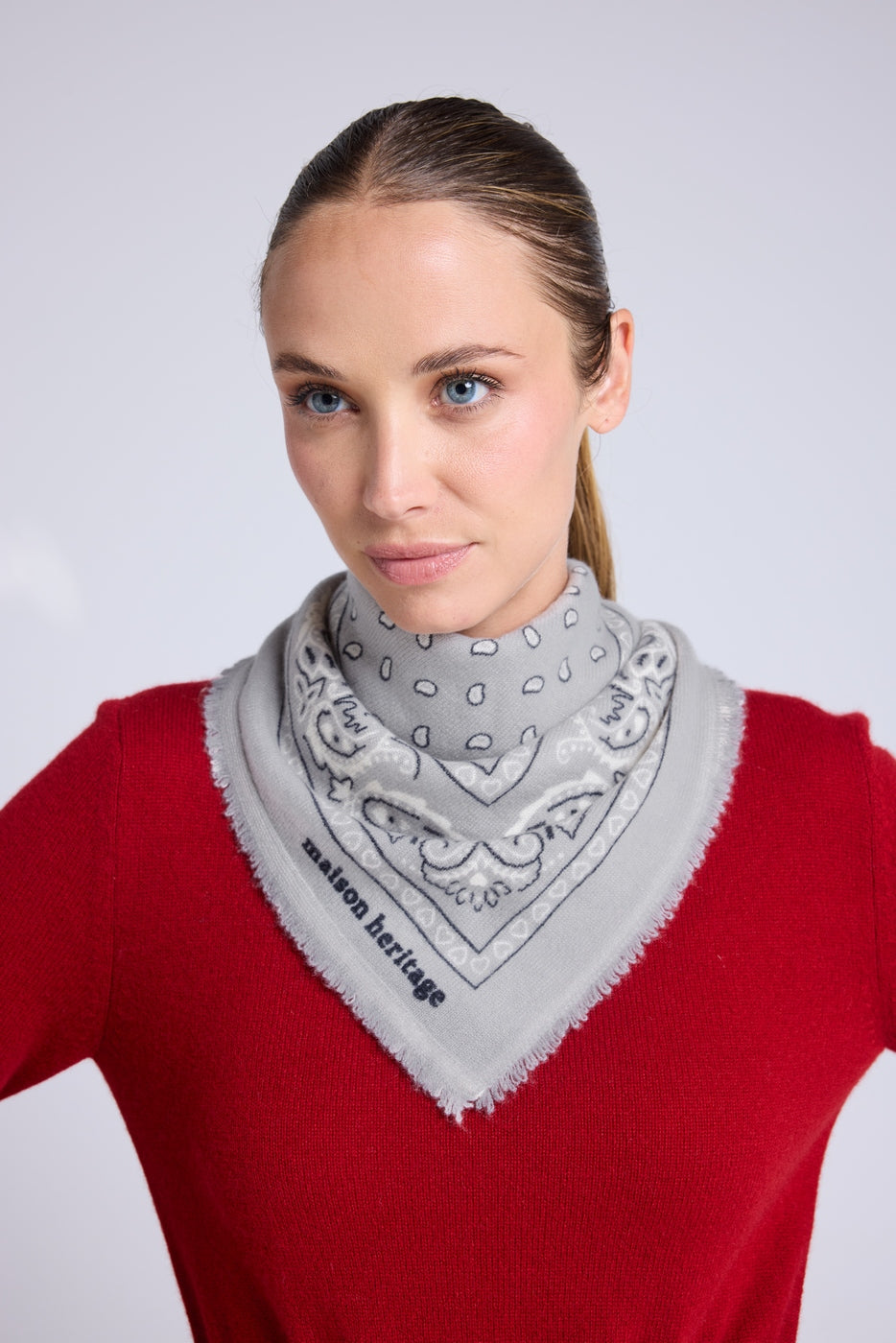 Arizona Unisex 54*54 Cashmere Bandana Scarf - Grey White and Black