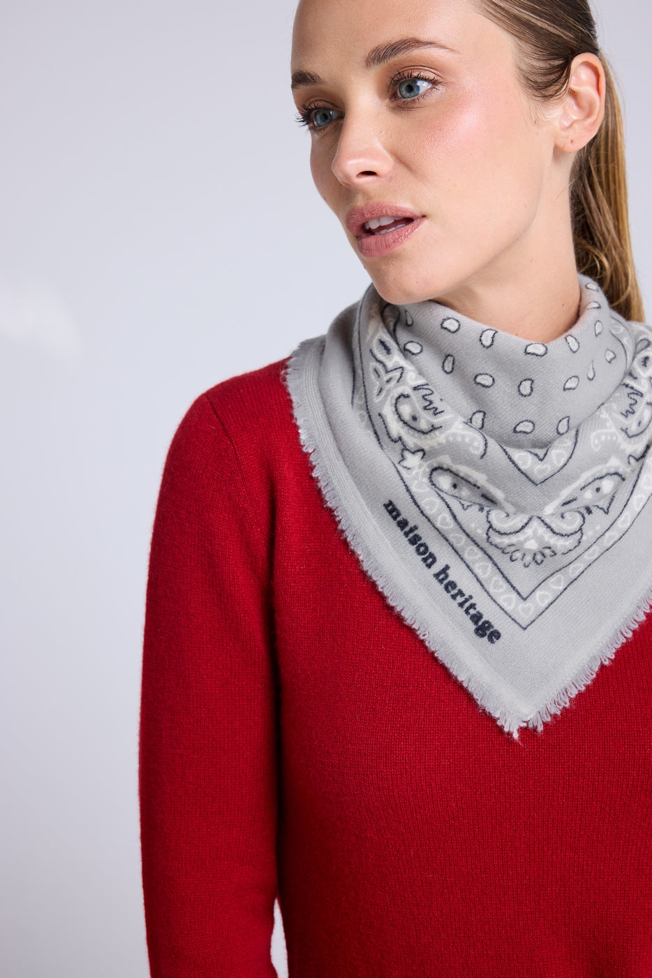Arizona Unisex 54*54 Cashmere Bandana Scarf - Grey White and Black