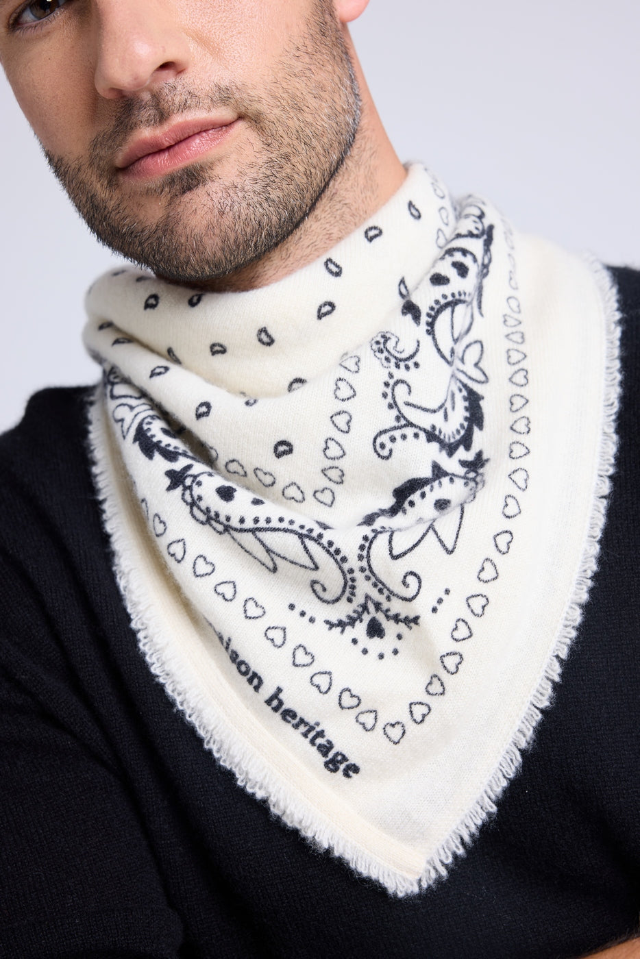 Bufanda Bandana Unisex 54*54 Arizona En Cachemira - Blanco Negro