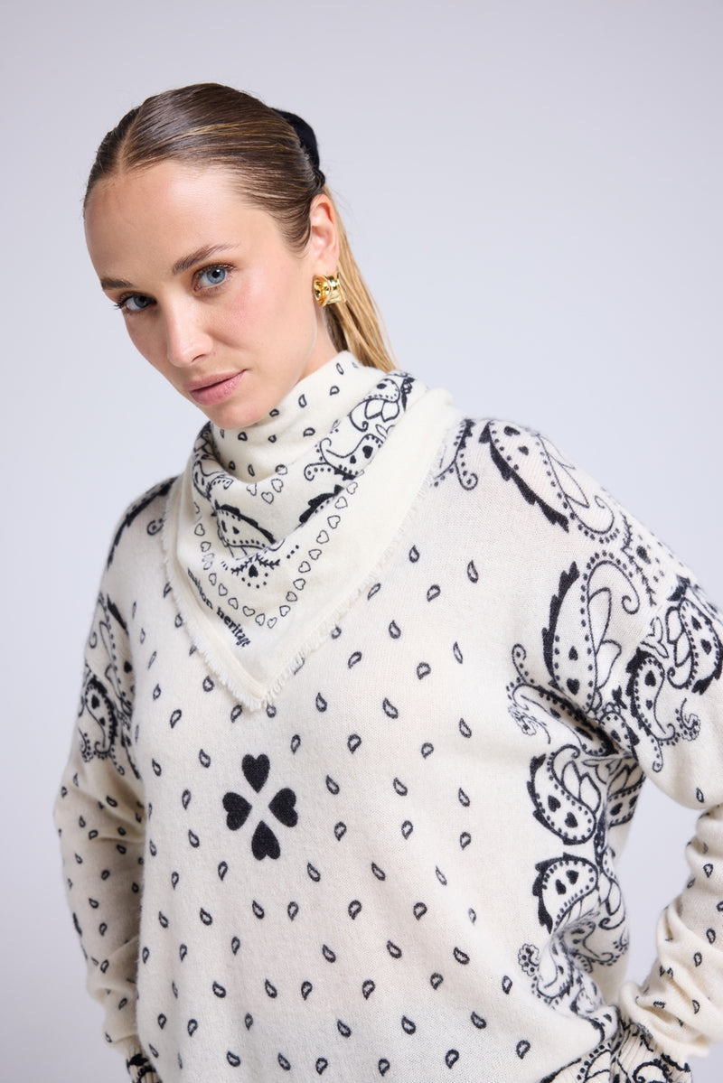 Echarpe Bandana Unisexe 54*54 Arizona - Blanc Noir