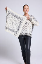 Bufanda Bandana Unisex 54*54 Arizona En Cachemira - Blanco Negro