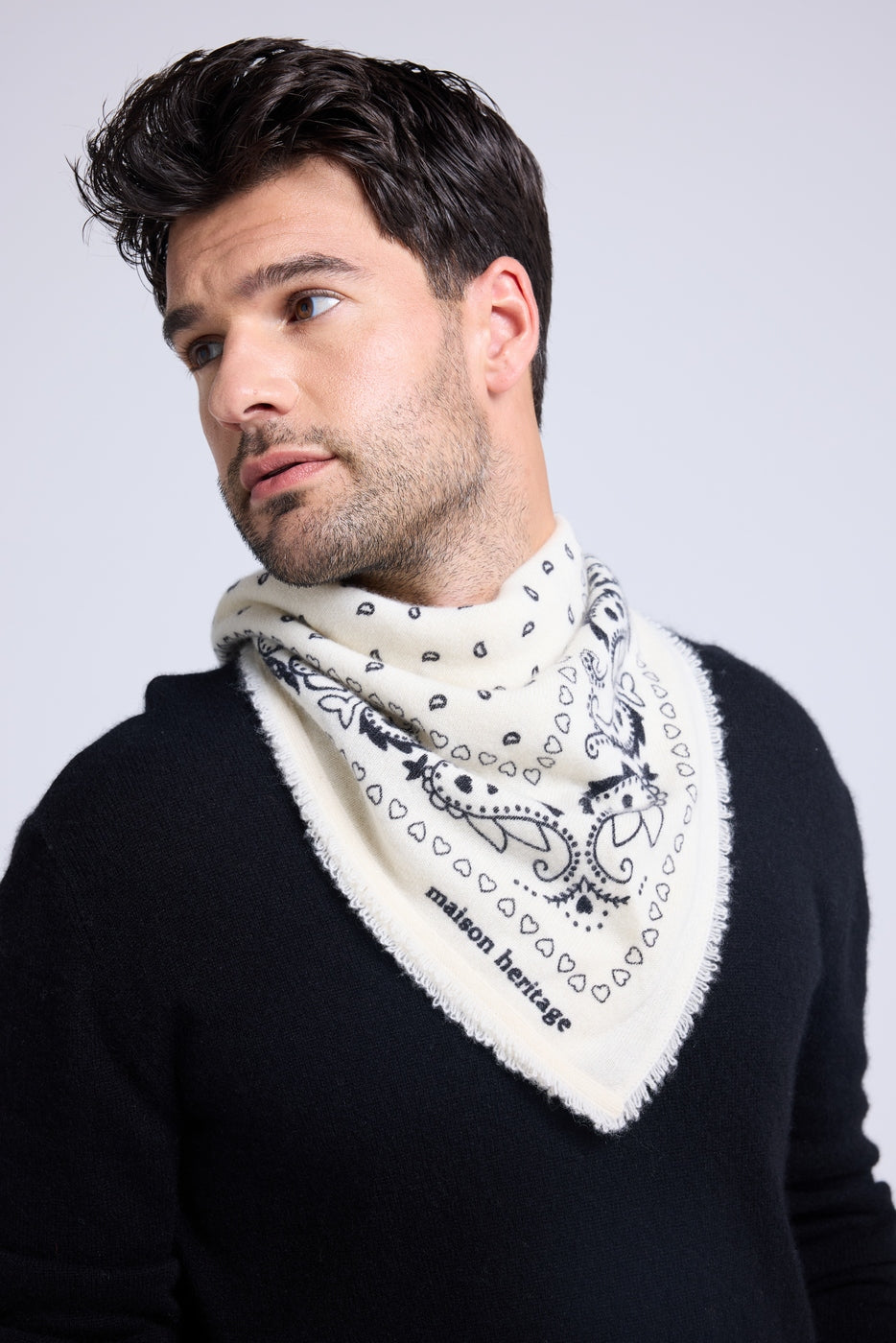 Bufanda Bandana Unisex 54*54 Arizona En Cachemira - Blanco Negro