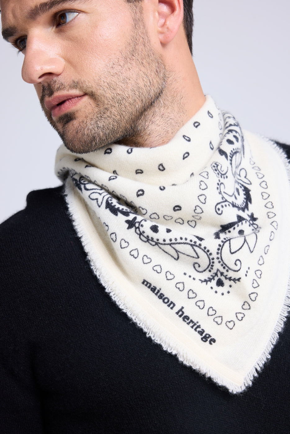 Bufanda Bandana Unisex 54*54 Arizona En Cachemira - Blanco Negro