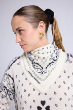 Bufanda Bandana Unisex 54*54 Arizona En Cachemira - Blanco Negro