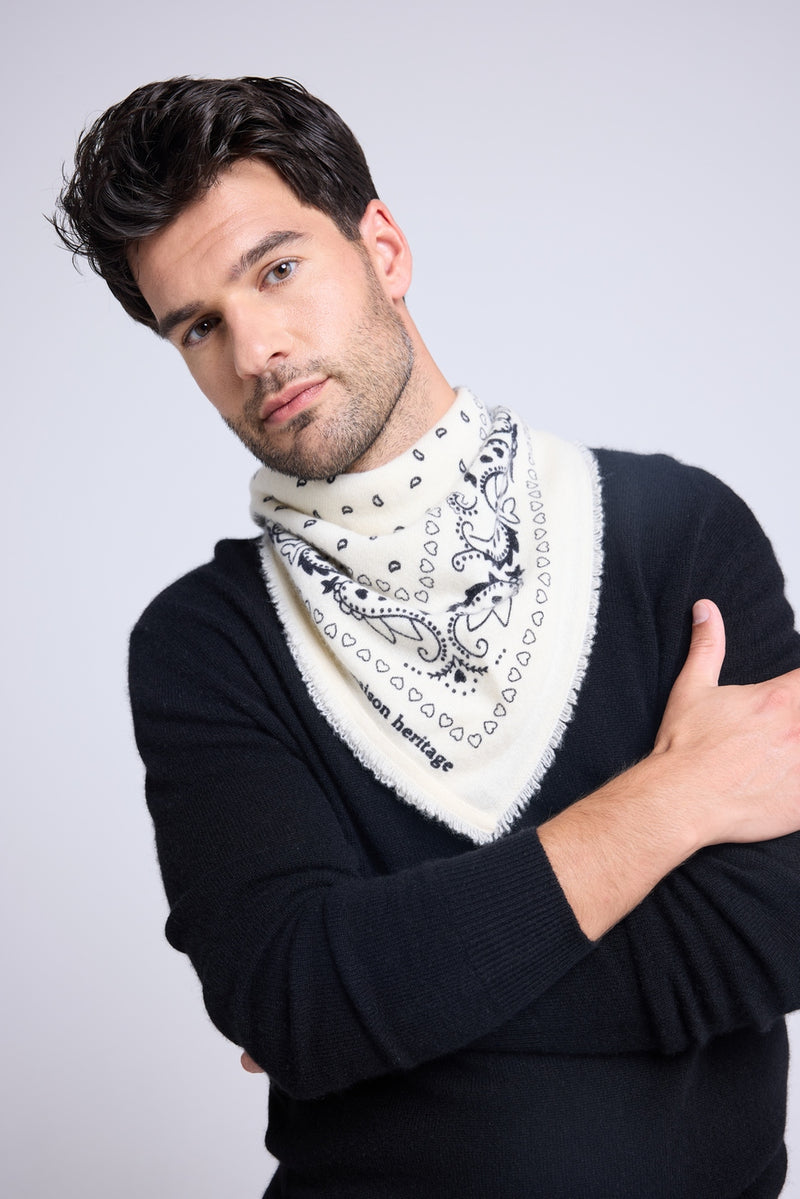 Echarpe Bandana Unisexe 54*54 Arizona - Blanc Noir