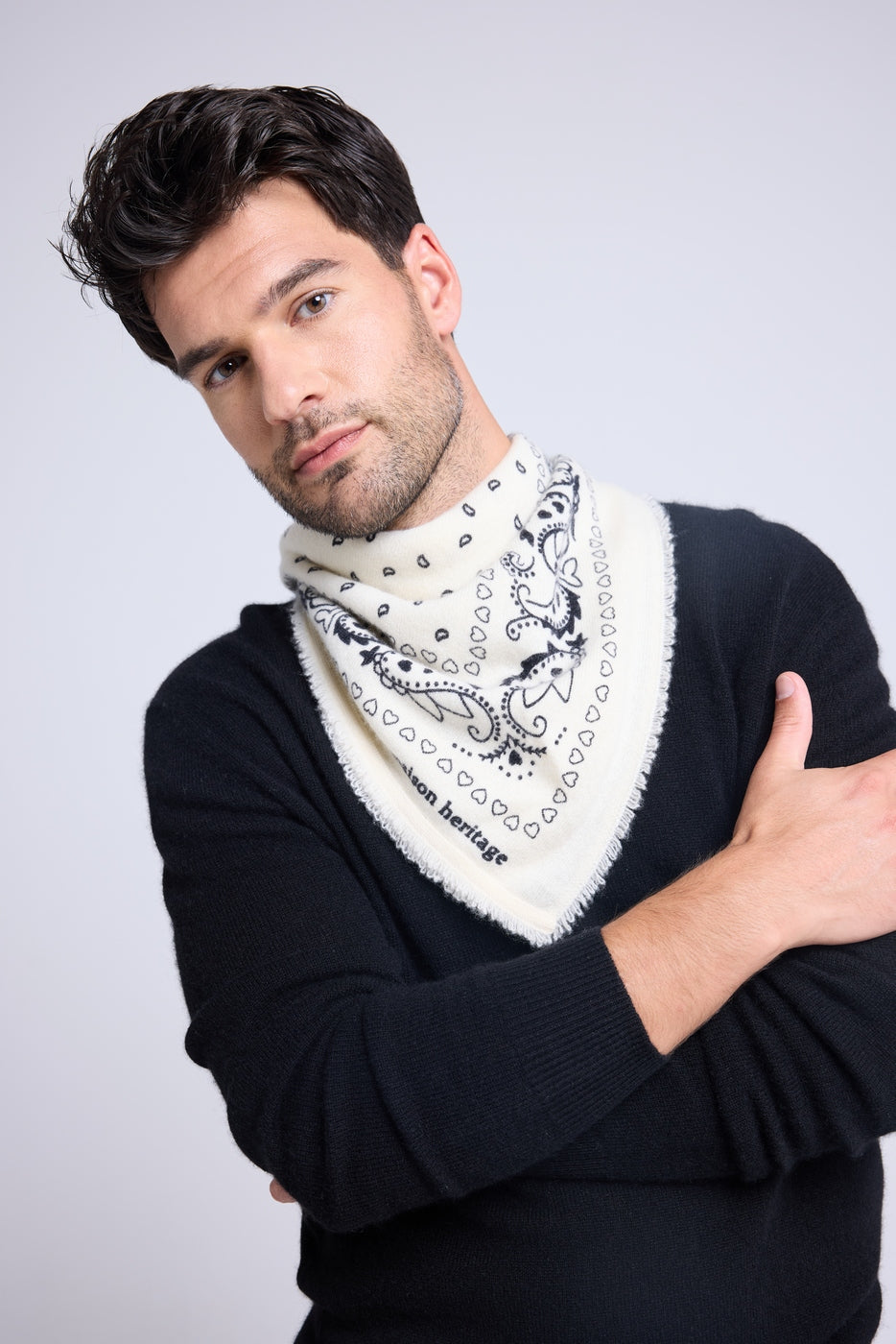 Bufanda Bandana Unisex 54*54 Arizona En Cachemira - Blanco Negro