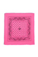 Arizona Bandana Scarf - Fluo Pink Black Design - 100% Oeko-Tex Cashmere - Mixed