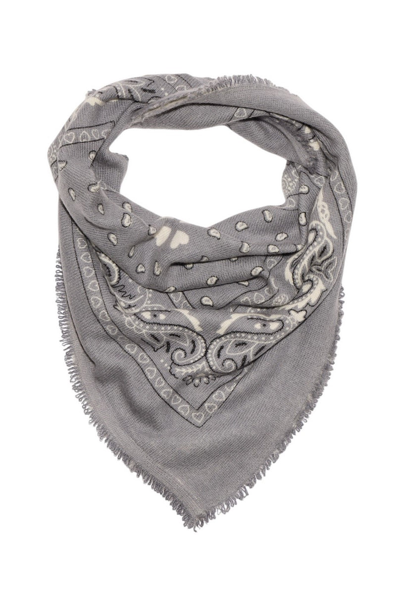 Blanc Bufanda Bandana Arizona - Diseño Gris Y Negro - 100% Cachemira Oeko-Tex - Mixta