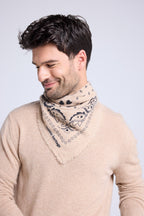 Echarpe Bandana Arizona En Cachemire - Beige Noir - Unisexe