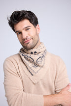 Echarpe Bandana Arizona En Cachemire - Beige Noir - Unisexe
