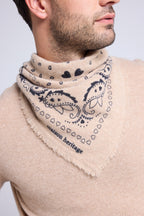 Echarpe Bandana Arizona En Cachemire - Beige Noir - Unisexe