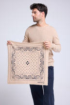 Echarpe Bandana Arizona En Cachemire - Beige Noir - Unisexe