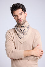 Echarpe Bandana Arizona En Cachemire - Beige Noir - Unisexe