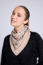 Echarpe Bandana Arizona En Cachemire - Beige Noir - Unisexe