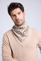 Echarpe Bandana Arizona En Cachemire - Beige Noir - Unisexe