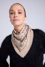 Echarpe Bandana Arizona En Cachemire - Beige Noir - Unisexe