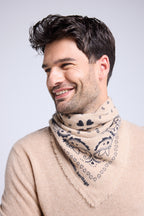 Echarpe Bandana Arizona En Cachemire - Beige Noir - Unisexe