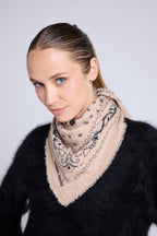 Echarpe Bandana Arizona En Cachemire - Beige Noir - Unisexe