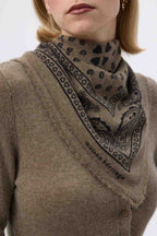 Echarpe Bandana Print Cœur Bandana Small Arizona - Vert Khaki Noir - Femme