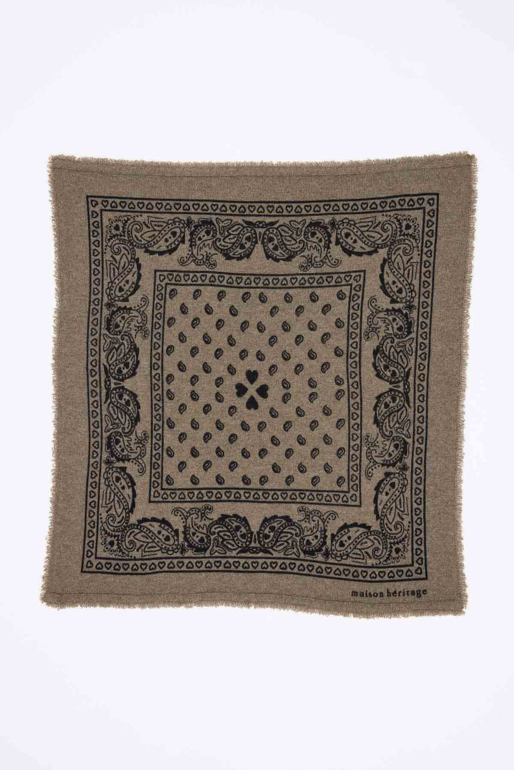 Echarpe Bandana Print Cœur Bandana Small Arizona - Vert Khaki Noir - Femme