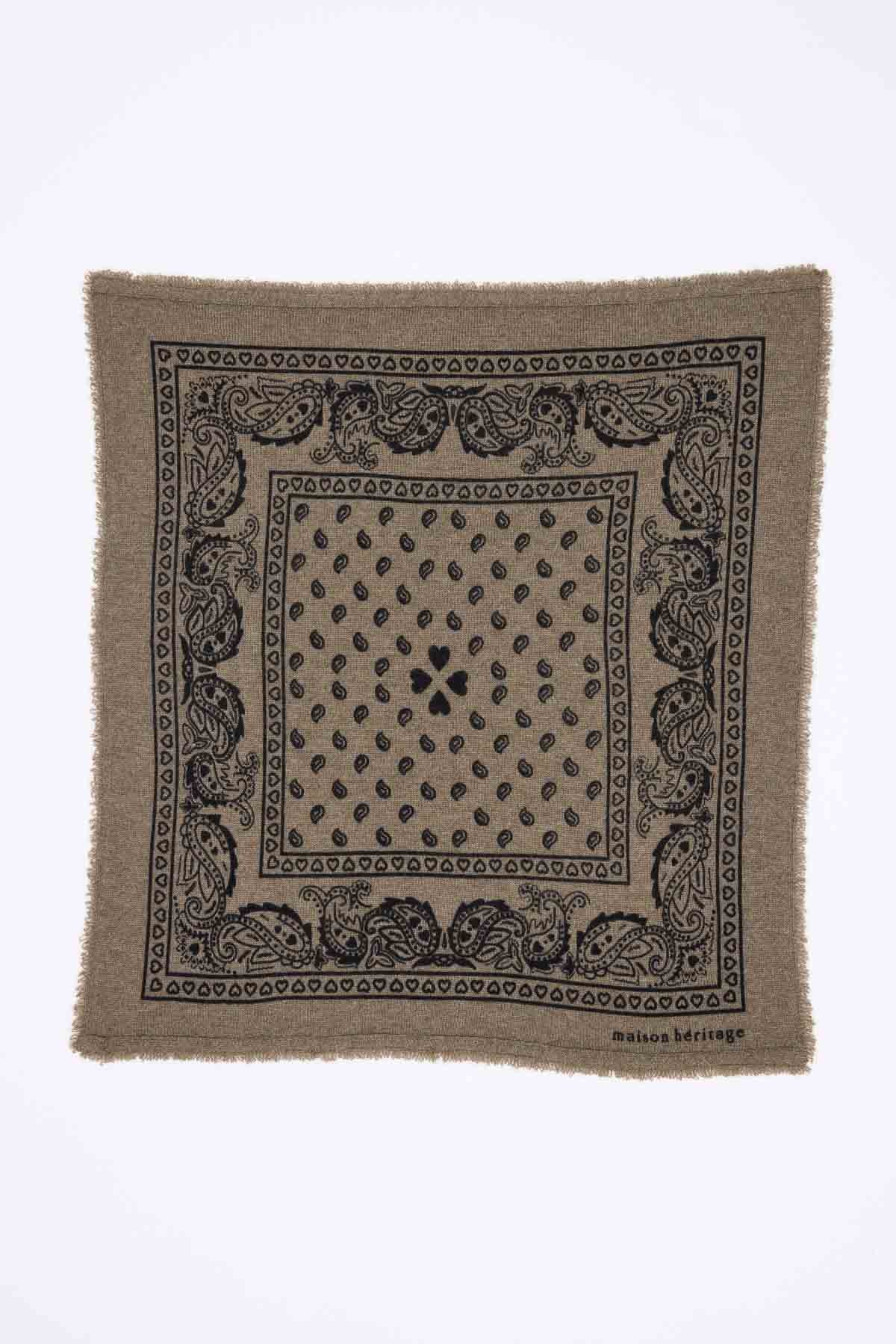 Echarpe Bandana Print Cœur Bandana Small Arizona - Vert Khaki Noir - Femme