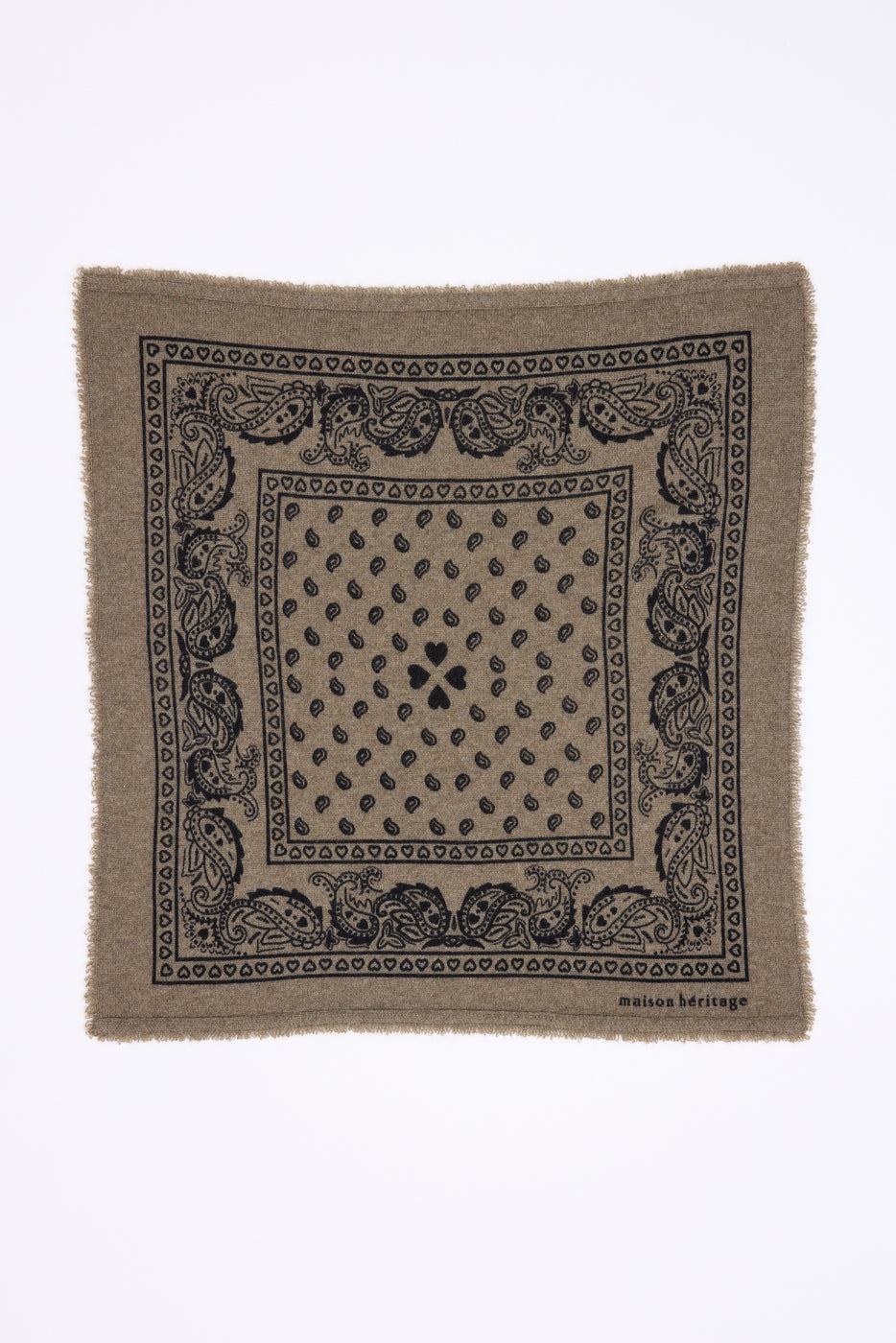 Sjaal Bandana Hartjesprint Small Arizona - Kakigroen Zwart - Heren
