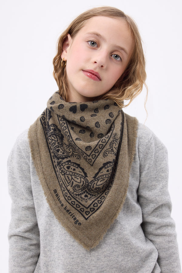 Echarpe Bandana Print Cœur Bandana Small Arizona - Vert Khaki Noir - Enfant