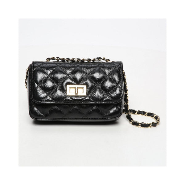 Avila Laminated Shoulder Bag - Black