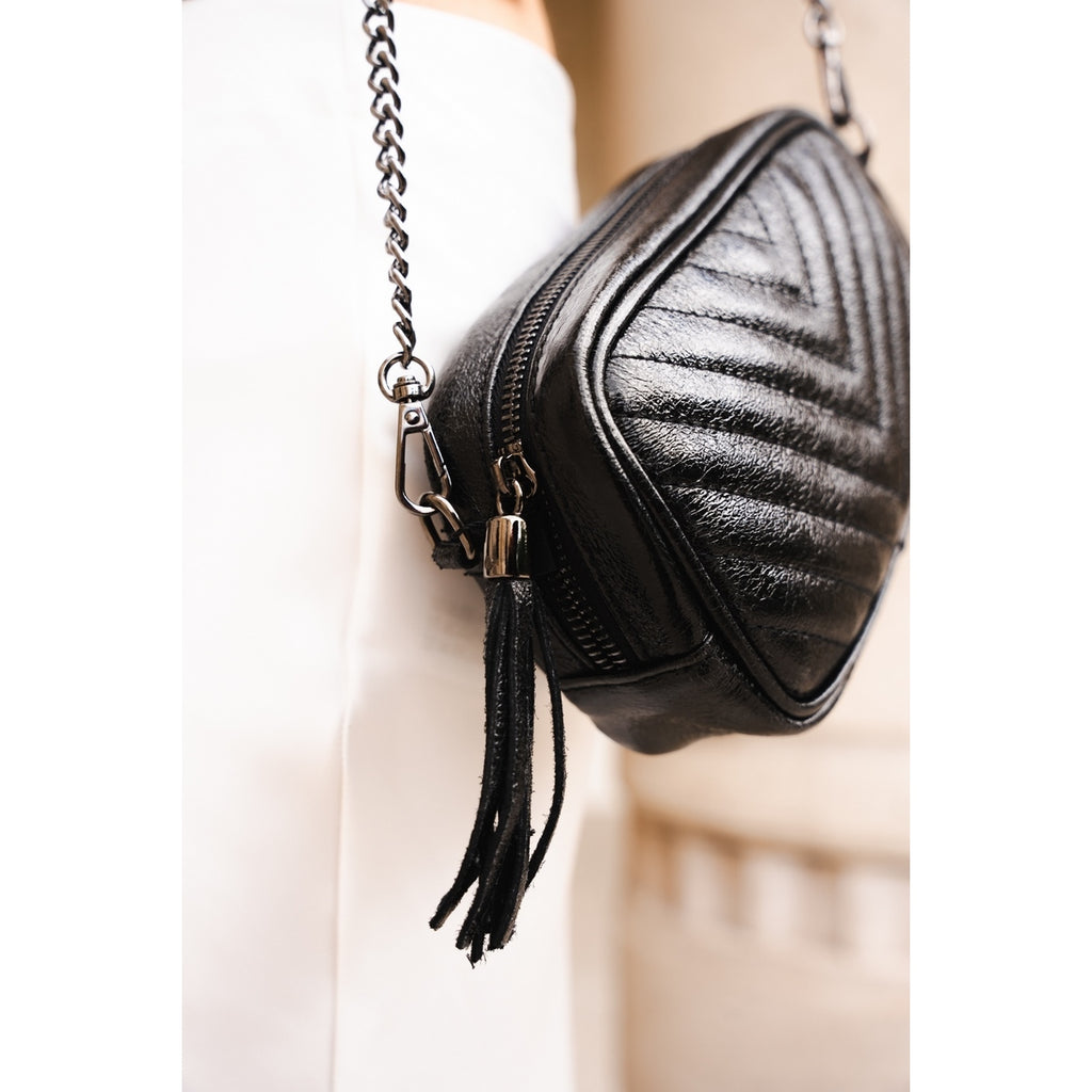 Crossbody Bag - Pat - Metallic Black