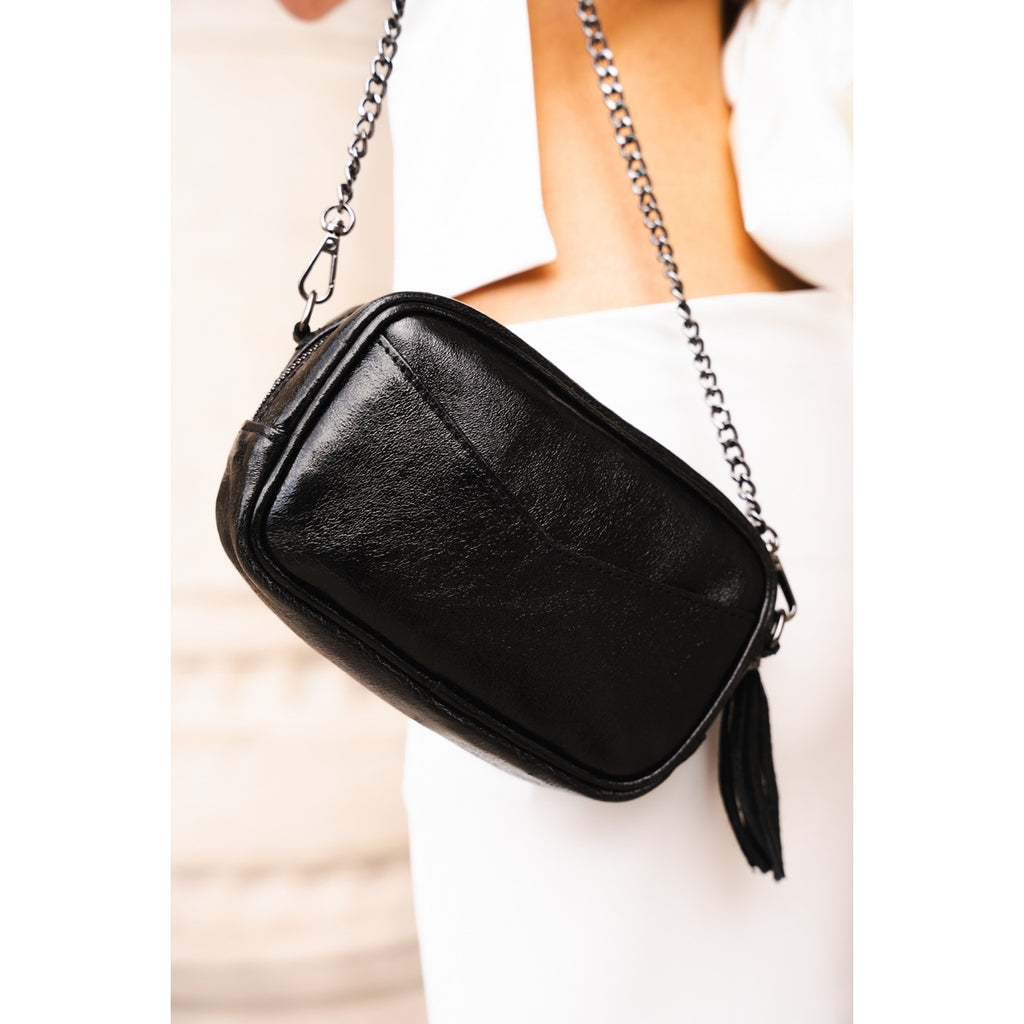 Crossbody Bag - Pat - Metallic Black