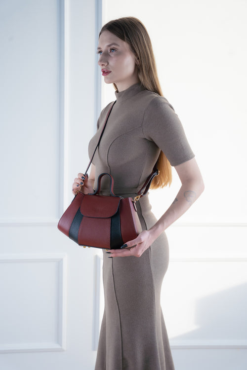 Sac A Bandouliere Lara - Bordeaux + Noir