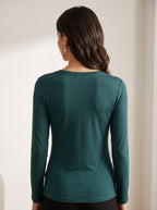 Sous-Pull Col V – Vert Mer Du Nord – Femme
