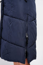 Long Puffer Coat with Detachable Hood – Midnight Blue – Women