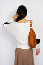 Pull Bicolore Col Rond – Naturel – Femme