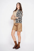Pull Col Roulé Léopard – Nougat – Femme