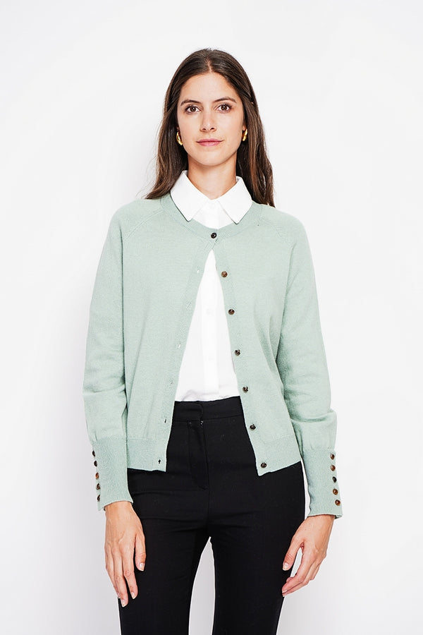 Gilet Col Rond Oversize – Jade – Femme