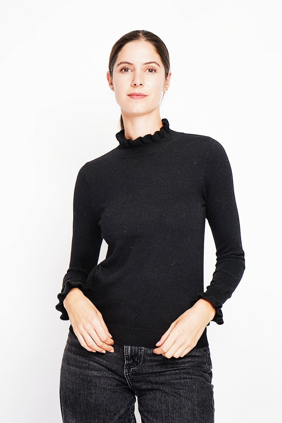 Women’s Ruffle-Detail Jumper – Black