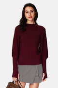Jersey con mitones integrados – Burdeos – Mujer