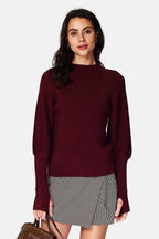 Jersey con mitones integrados – Burdeos – Mujer
