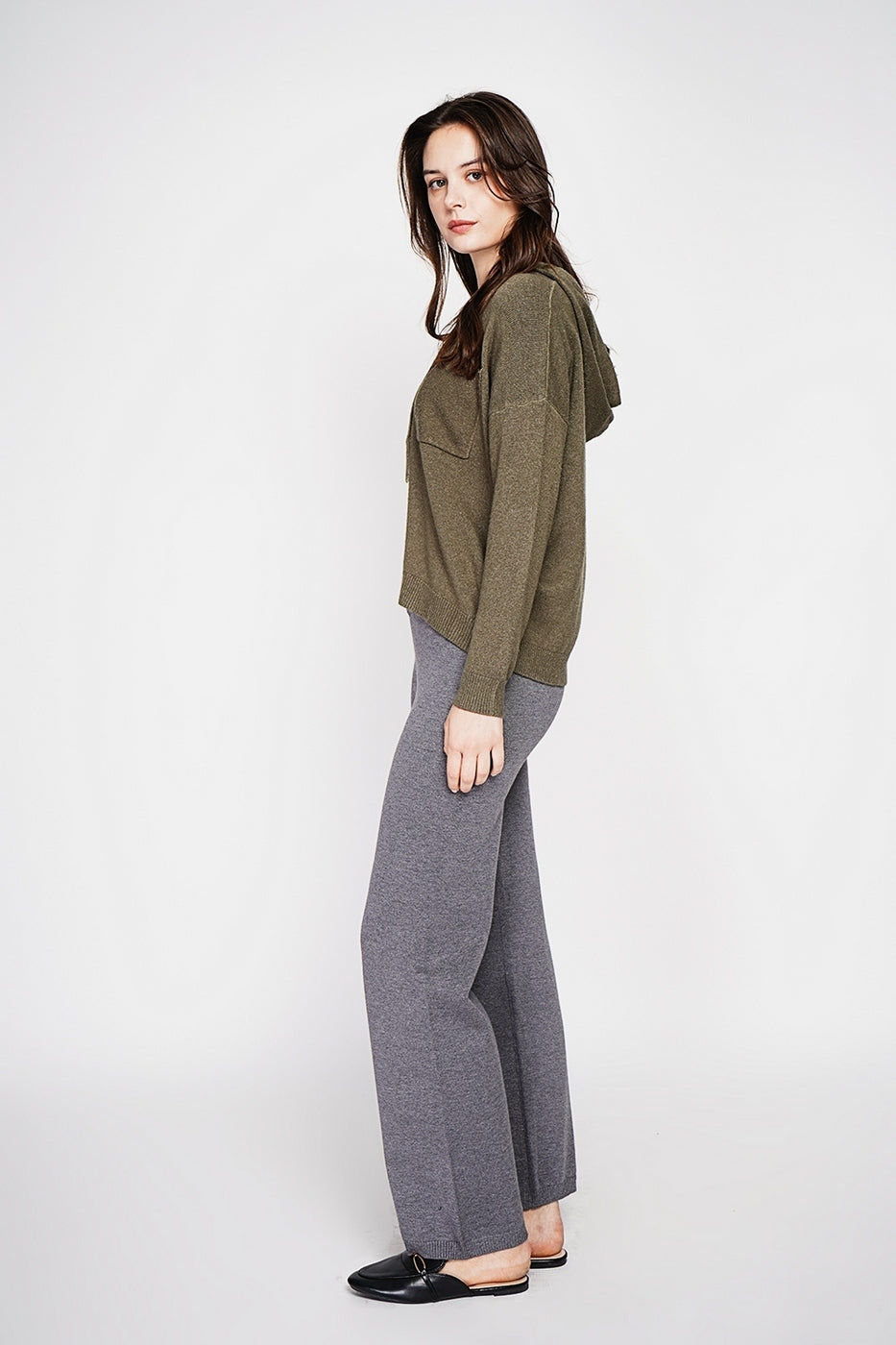 Jersey oversize con capucha – Caqui – Mujer