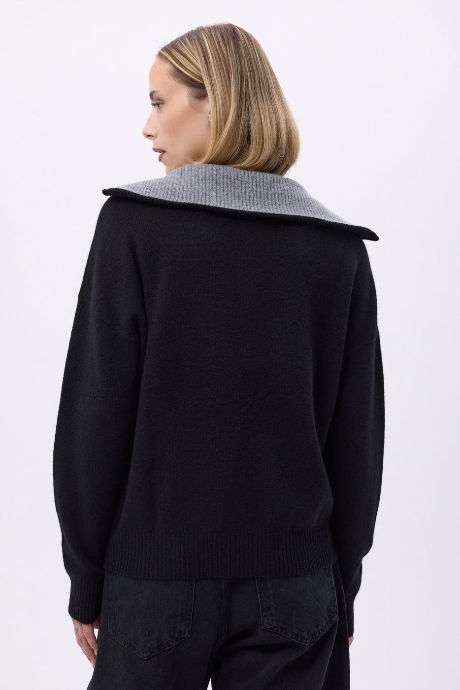Pull Grand Col Montant Zippé F Ashka - Noir - Femme