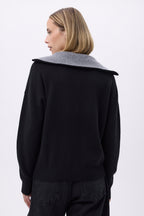 Pull Grand Col Montant Zippé F Ashka - Noir - Femme