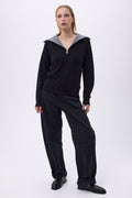 Pull Grand Col Montant Zippé F Ashka - Noir - Femme