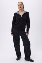 Pull Grand Col Montant Zippé F Ashka - Noir - Femme