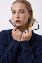 Pull Grand Col Montant Zippé Ashka - Bleu Marine - Femme